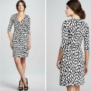 Diane Von Furstenberg Monochrome Patterned Midi Dress